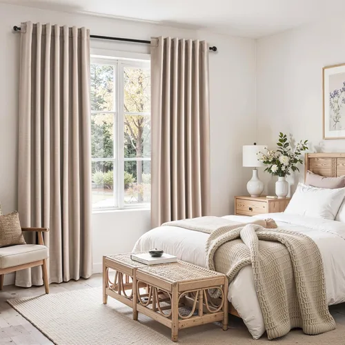 Vista 11 de Topfinel cortinas opacas de lino beige y blanco de 63 pulgadas de largo, 2 paneles para ventana pequeña, estilo natural de abedul bohemio y rústico