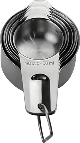 Vista 6 de Juego de tazas medidoras de acero inoxidable de grado profesional de 7 piezas i Kito