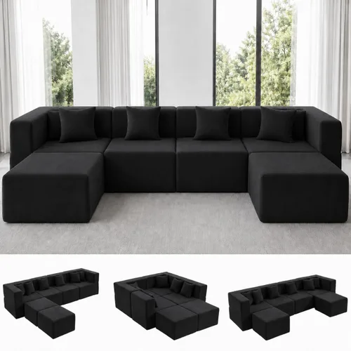 Vista 24 de MONVANE - Sofá biplaza de 75 pulgadas, cómodo sofá modular de felpilla con 4 almohadas, moderno sofá sin hueso, sofá de 2 plazas para sala de estar
