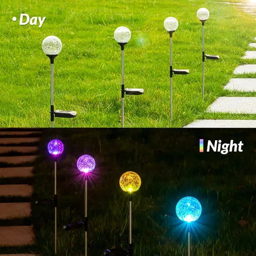 Vista 3 de SOLPEX Paquete de 3 luces solares de jardín, luces solares decorativas para exteriores, luces solares de globo impermeables para patio y Navidad