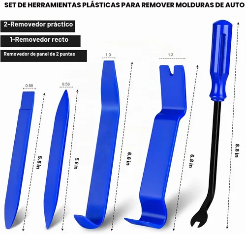 Vista 7 de Kit de herramientas de eliminación de molduras de automóvil, herramienta de extracción de clips automáticos para panel de puerta, azul
