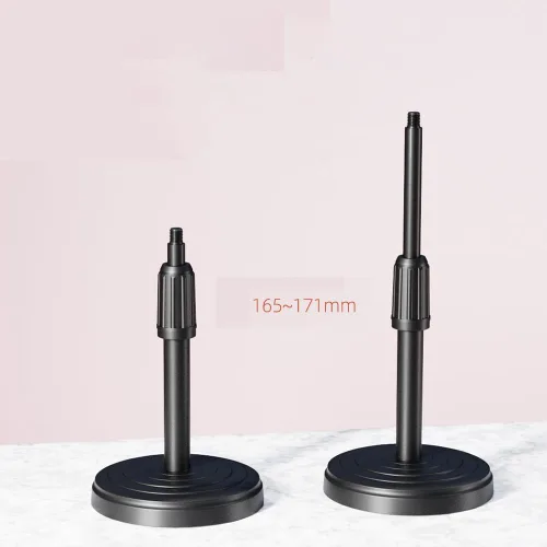 Vista 2 de Soporte de micrófono de escritorio de repuesto de metal con peso ajustable para mesa con conector de tornillo roscado de 1/4 pulgadas para soportes