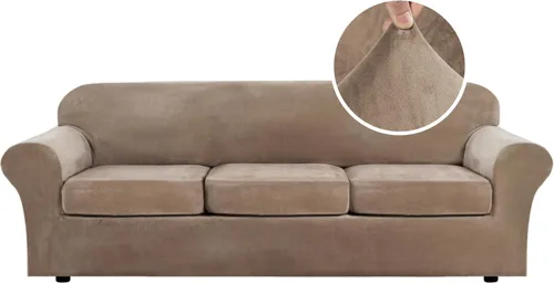 Vista 11 de H.VERSAILTEX - Funda elástica para sofá de 2 piezas, funda protectora de terciopelo, suave, con parte inferior elástica, con un ancho de hasta 49
