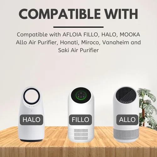 Vista 3 de Nispira Filtro HEPA 3 en 1 + carbono compatible con AFLOIA FILLO, HALO, MOOKA Allo purificador de aire, Honati, Miroco, Vanaheim y Saki, 1 paquete