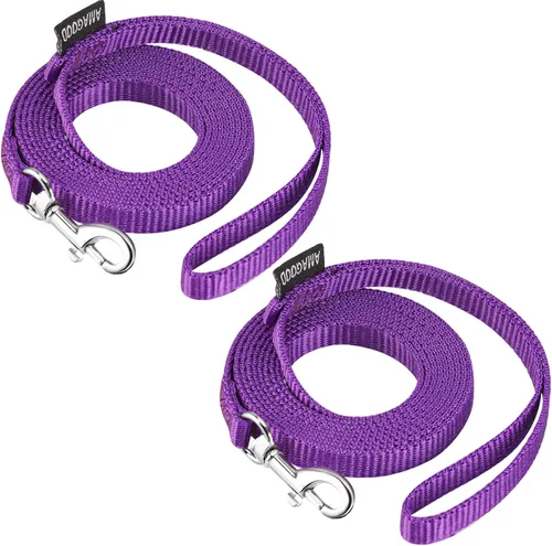 Vista 34 de AMAGOOD 6 pies de correas para cachorros/perros, correa de estilo tradicional resistente con gancho de cuello fácil de usar, correa para perros Negro