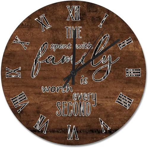 Vista 12 de Time Spent with Family is Worth Every Second - Reloj de pared de grano de madera de playa degradado de 10 pulgadas, funciona con pilas, reloj