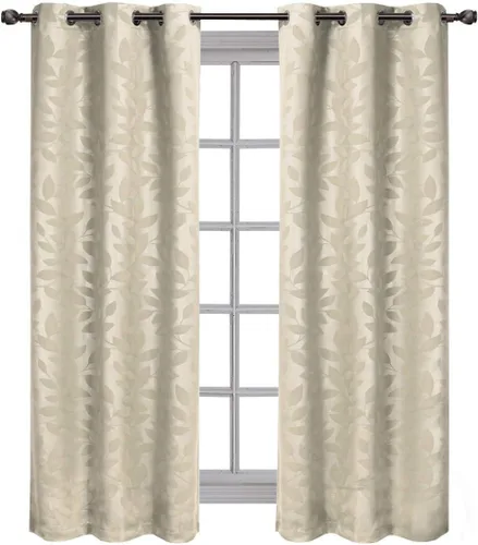 Vista 11 de Royal Hotel - Panel de cortina de blackout para ventana Paisley Jacquard, para colgar en arandelas, par de paneles/ juego de 2 paneles.