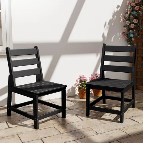 Vista 10 de GREENVINES Silla de comedor al aire libre HDPE, sillas sin brazos, negro