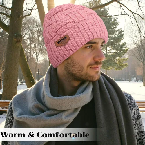 Vista 134 de Loritta Gorro de invierno cálido de punto grueso y holgado para hombre