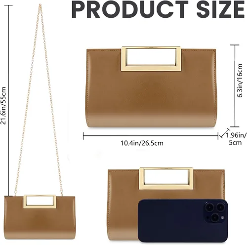 Vista 4 de Gets Bolso de mano para mujer, de piel sintética, bolso de noche para formal, boda, fiesta, bolso cruzado pequeño con cadena