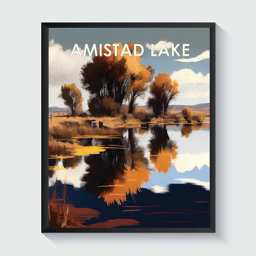 Vista 40 de Yellowstone Lake - Póster impreso artístico, ilustración, arte de pared, decoración de paisaje retro, paisaje, obra de arte para decoración de Lago