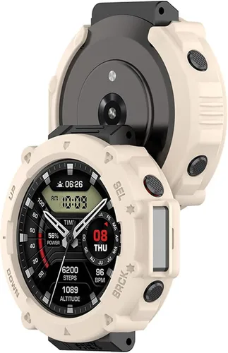 Vista 2 de Funda protectora compatible con Amazfit T-Rex Ultra Watch, TPU suave a prueba de golpes, funda protectora de marco para reloj inteligente, 2 Beige