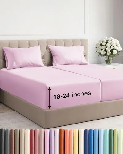 Vista 87 de Sábanas individuales de bolsillo extra profundo, sábanas transpirables y refrescantes de 3 piezas, juego de sábanas de lujo para hotel, suaves, sin