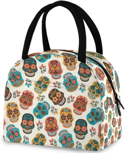 Vista 11 de Bolsa de almuerzo reutilizable para Halloween, colores arcoíris, murciélagos, estrellas, bolsa térmica aislada para el regreso a la escuela