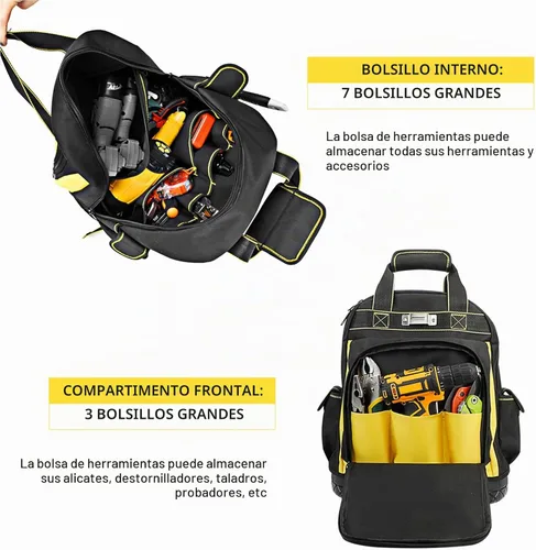 Vista 4 de AIRAJ Mochila de herramientas resistente, mochila de herramientas de 17 pulgadas con base dura moldeada impermeable, bolsa de herramientas duradera