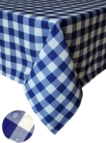 Vista 10 de Tektrum Mantel redondo de poliéster 100% impermeable de 60 pulgadas a cuadros -Resistente a derrames/Manchas/Arrugas- para acampar, pícnic, cena