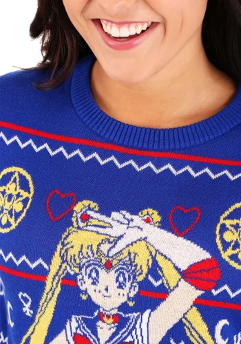 Vista 9 de Suéter Feo de Navidad para Adulto Sailor Moon Estilo Fair Isle Multicolor