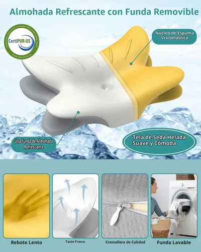 Vista 3 de Almohada Cervical para Alivio del Dolor de Cuello, Almohada Ergonómica para Dormir de Lado, Almohadas Ortopédicas de Espuma Viscoelástica