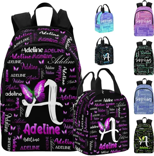 Vista 22 de MyPupSocks Mochila escolar personalizada con nombre personalizado mochila unisex, Multi 00, Personalizado