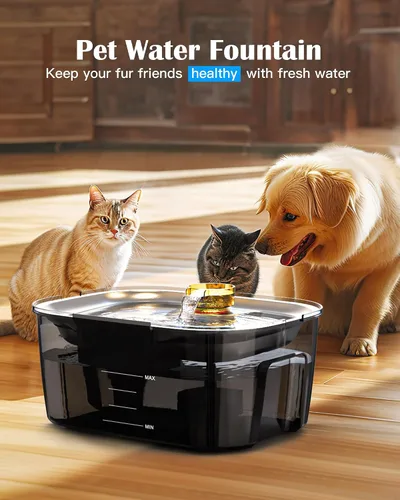 Vista 2 de Fuente de agua para perros de 2.6 galones – Fuente de acero inoxidable de 10 L para mascotas, fuente para gatos, dispensador de tazón para perros