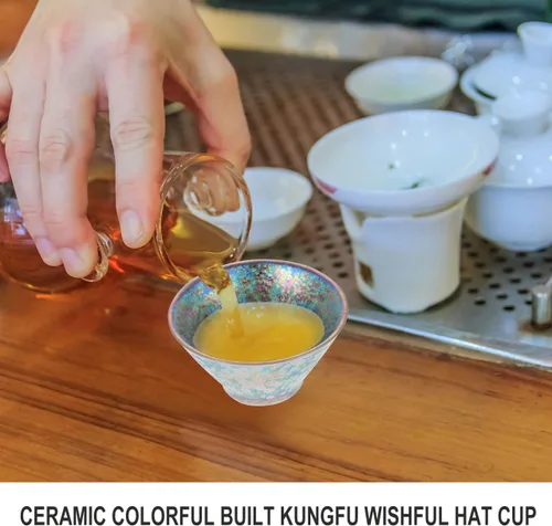 Vista 5 de LIFKOME Taza de té china hecha a mano Jian Ware JianZhan Taza de té china imitación de la dinastía tradicional de la canción JianZhan Temmoku Negro