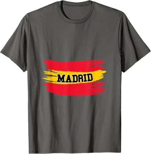 Vista 30 de Camiseta familiar de España Madrid con bandera española envejecida, Negro