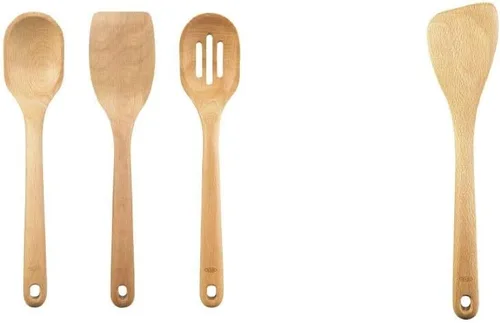 Vista 8 de OXO Good Grips - Juego de utensilios de madera de 3 piezas y cuchara de esquina de madera Good Grips, color marrón, juego de 1