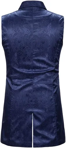 Vista 2 de Chaleco victoriano steampunk vintage gótico medieval para hombre Azul marino