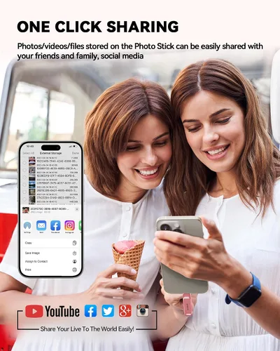Vista 6 de Memoria USB para Fotos de iPhone de 256GB con Certificación MFi, Unidad Flash USB para Respaldo de Fotos/Videos, Memoria USB de Alta Velocidad Rosa