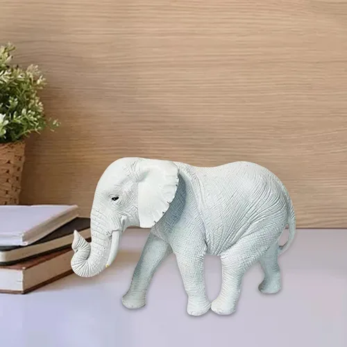 Vista 7 de Decoración de estatua de elefante, adorno de elefante decorativo creativo, escultura de elefante para chimenea, cumpleaños, sala de dibujo, Blanco