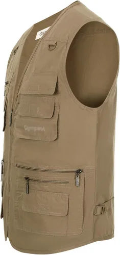 Vista 3 de Hbufnha Chaleco de viaje casual Safari para hombre, 16 bolsillos, chaleco de trabajo al aire libre, chaqueta sin mangas, chaqueta de pesca