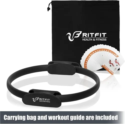 Vista 5 de RitFit Anillo circular de pilates – Círculo mágico de fitness de 14 pulgadas para tonificar muslos interiores y exteriores, guía de entrenamiento
