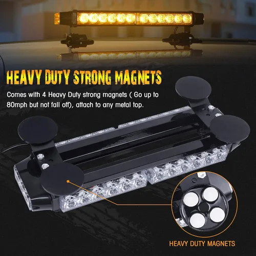 Vista 6 de LINKITOM Barra de Luz Estroboscópica LED para Techo - Doble Cara Ámbar 30 LED de Emergencia Peligro Advertencia de Seguridad Baliza Intermitente