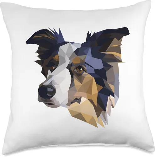 Vista 4 de Cool Geometric Art Border Collie Dog Lovers Throw Pillow