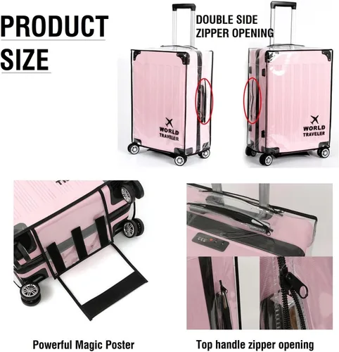 Vista 2 de Funda protectora para maleta, cubierta de equipaje transparente, funda de equipaje de PVC, funda de equipaje impermeable, funda protectora de maleta