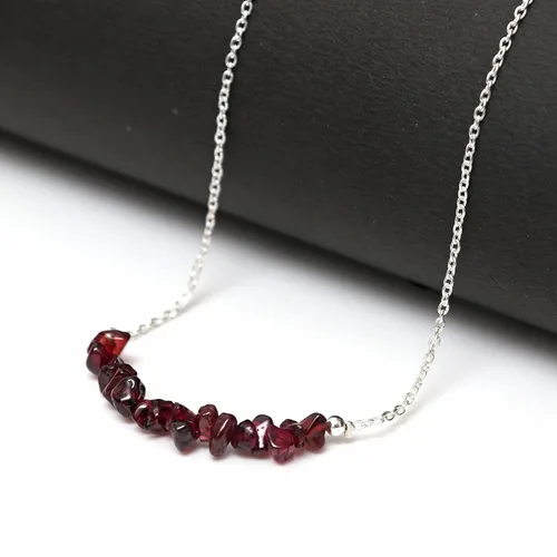 Vista 3 de Gempires Natural Red Garnet Chip Bar Necklace, Garnet Healing Crystal Necklace, January Birthstone, Garnet Beaded Necklace for Women 18 inch, Gift
