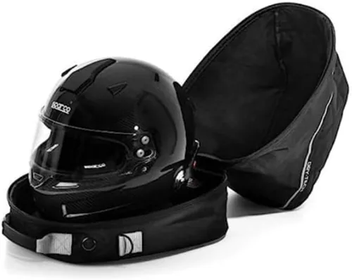 Vista 2 de Sparco 016441NRSI Bolsa para casco, forro suave, cierre de cremallera, secadora de velocidad única, negro/plata, cada uno