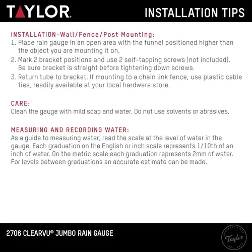 Vista 7 de Taylor - Medidor de lluvia Jumbo de 5 pulgadas de capacidad con indicador flotante rojo