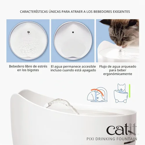 Vista 4 de Catit PIXI Cat Drinking Fountain, Running Water Fountain, Pink Rosa