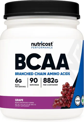 Vista 28 de Polvo Nutricost BCAA (Uva, 120 porciones) - Sin gluten, sin OMG, vegetariano, proporción óptima 2:1:1 Sin gluten, vegetariano