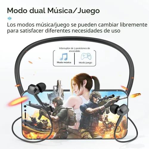 Vista 8 de LANDIBO Auriculares deportivos Bluetooth, 25 horas de tiempo de reproducción, auriculares inalámbricos 6.0 con micrófono, cancelación de ruido