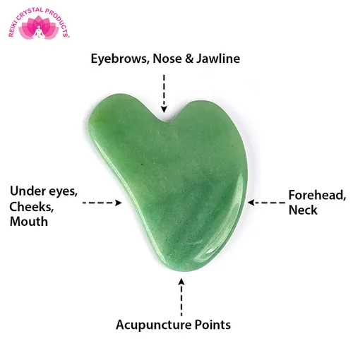 Vista 5 de Reiki Crystal Products Herramienta de masaje raspado de piedra Gua Sha de aventurina verde