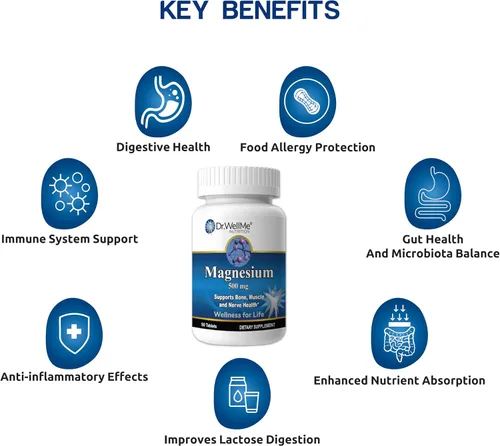 Vista 4 de Dr.WellMe - Tabletas de óxido de magnesio de 500 mg – 90 tabletas mantienen la salud del corazón, los músculos y los huesos, promueve el metabolismo