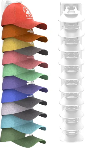 Vista 13 de Organizador de Sombreros para Gorras de Béisbol que Sostiene Hasta 40 Sombreros, Paquete de 2 Percheros de Sombreros para Pared, Soporte