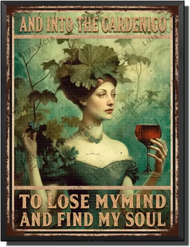 Vista 32 de LIUAXICIA Letreros de estaño vintage de metal retro Una chica que realmente amaba la jardinería Elegantes letreros de metal de estaño para cocina