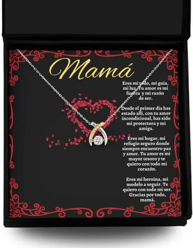 Vista 9 de Cadena, Collar de Regalo Para Mama En Forma De Corazon Plateado y Dorado Regalo Para Mujer Personalizado