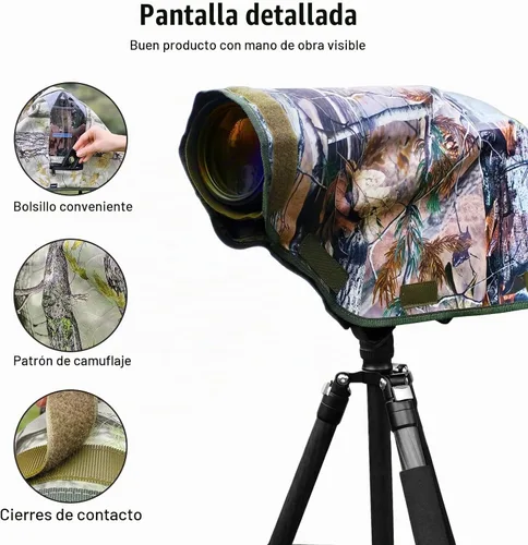 Vista 7 de Cubierta de lluvia para cámara con ventana de visión que se abre y diseño de montaje en correa, protector de funda impermeable para cámara (M)