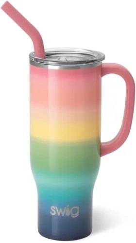 Vista 28 de Swig Life - Taza Mega de 40 onzas, Taza de 40 oz con asa, apta para vasos, apta para lavavajillas, taza aislada extra grande, acero inoxidable