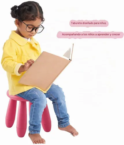 Vista 5 de Taburetes para niños, taburetes de aprendizaje de jardín de infantes, taburete de tocador para niños, taburetes ligeros de plástico son duraderos