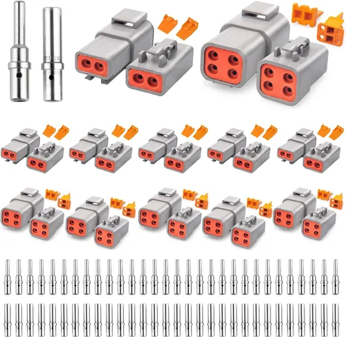 Vista 12 de JRready ST6338 Deutsch DTHD - Kit de conectores de 1 pine, 10 pares de conectores impermeables de un solo pin para aplicaciones pesadas, tamaño 12
